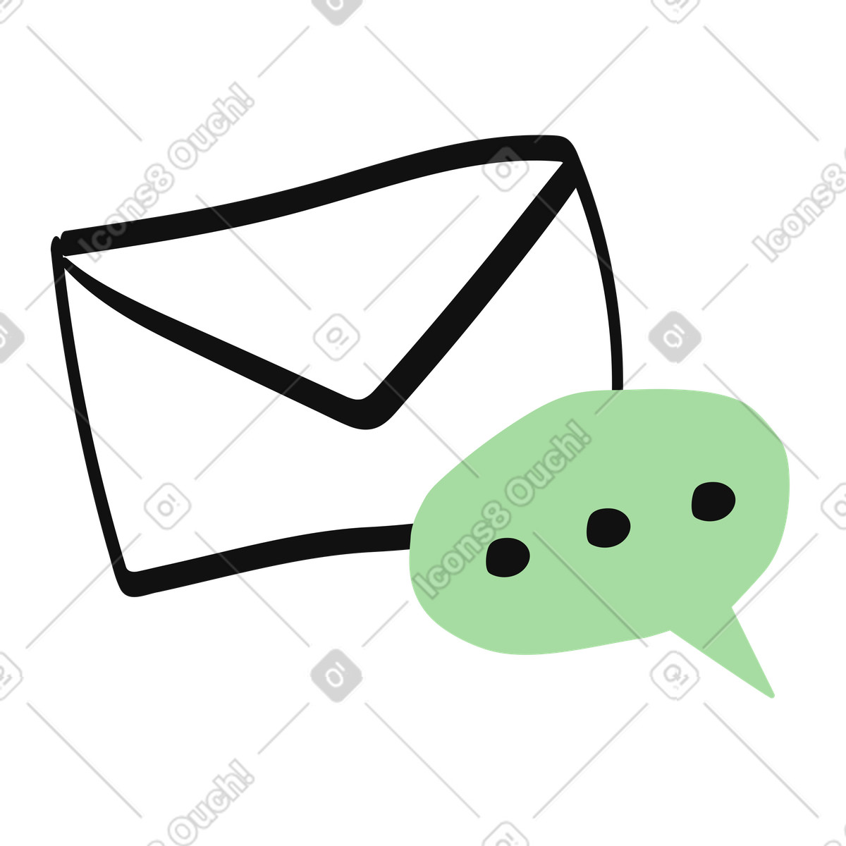 Email envelope and chat bubble icon for digital communication message illustrazione in stile Organic scarica in PNG, SVG