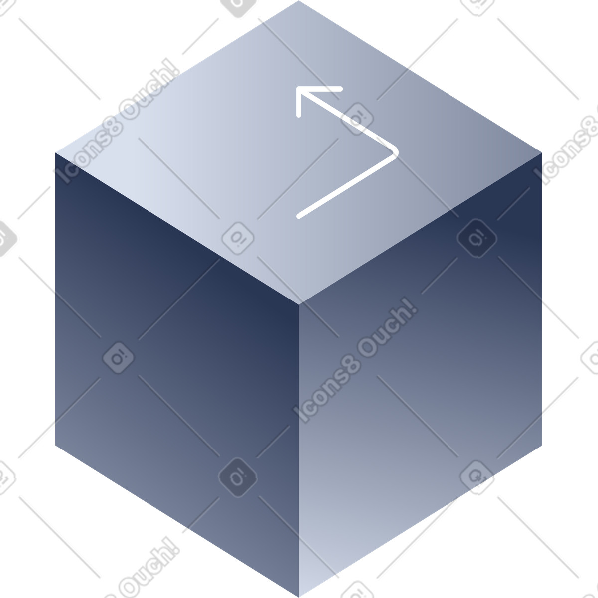 Cube with arrow illustration in Lucent style download in PNG, SVG
