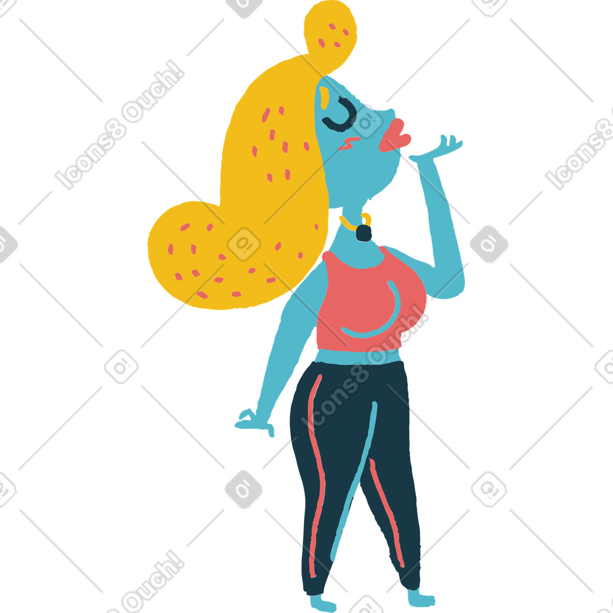Woman with closed eyes illustration in Flamenco style download in PNG, SVG