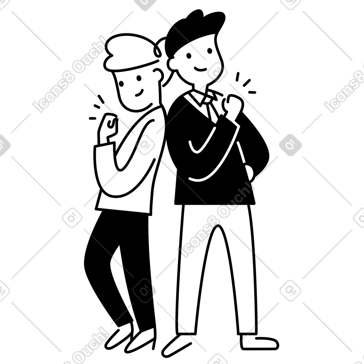 Иллюстрация Coworkers standing back to showing confident teamwork pose в стиле Notion Line Art — скачать в форматах PNG, SVG