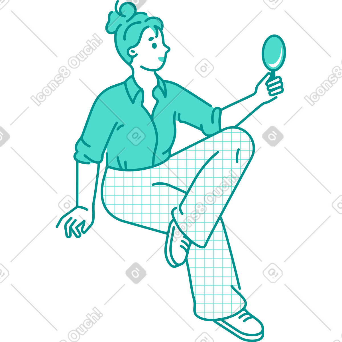 Ilustración Mujer con lupa en estilo Natty a descargar en PNG y SVG