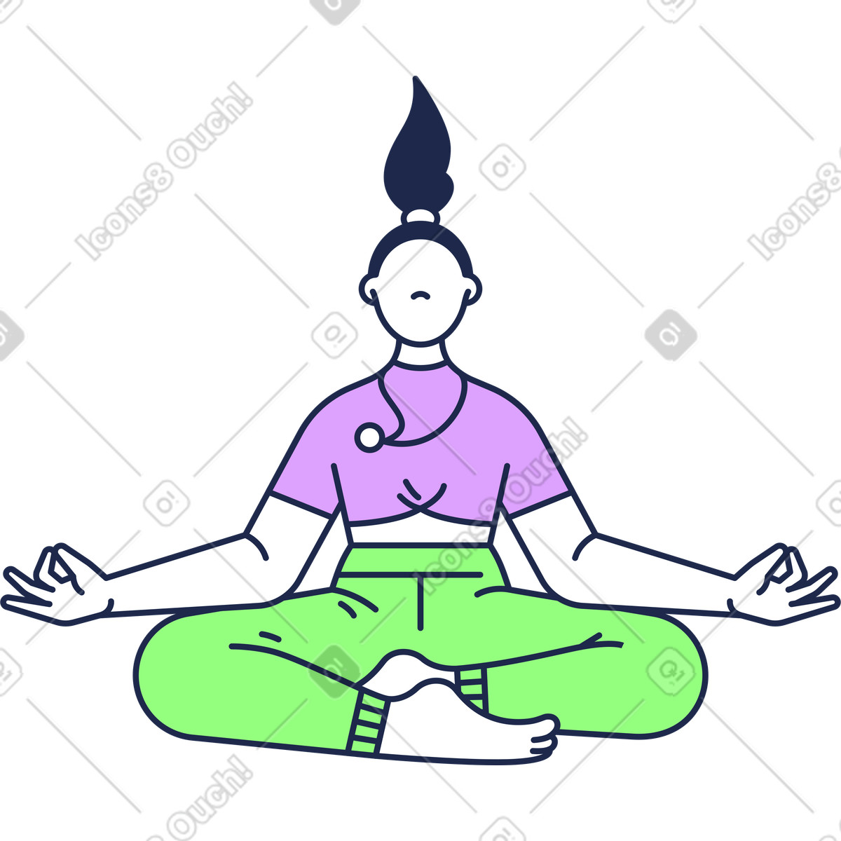 Illustration Jeune femme en position du lotus dans le style Outline à télécharger aux formats PNG, SVG