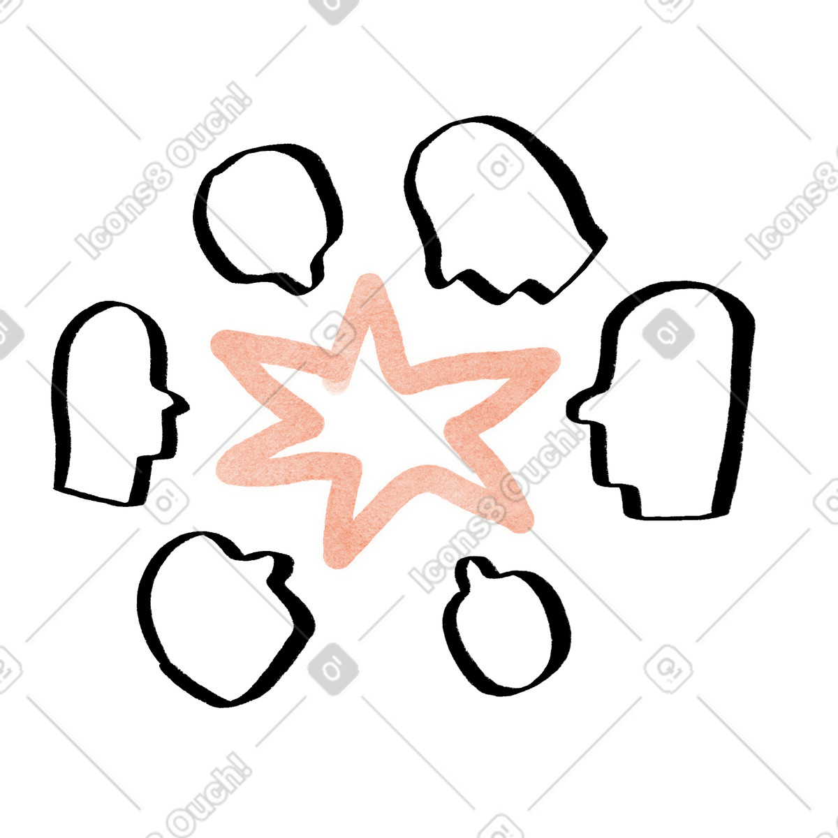 Team looking at star, Shared goals and vision, Collaboration innovation animated illustration in Hand-drawn animation style download in GIF, Lottie (JSON), AE