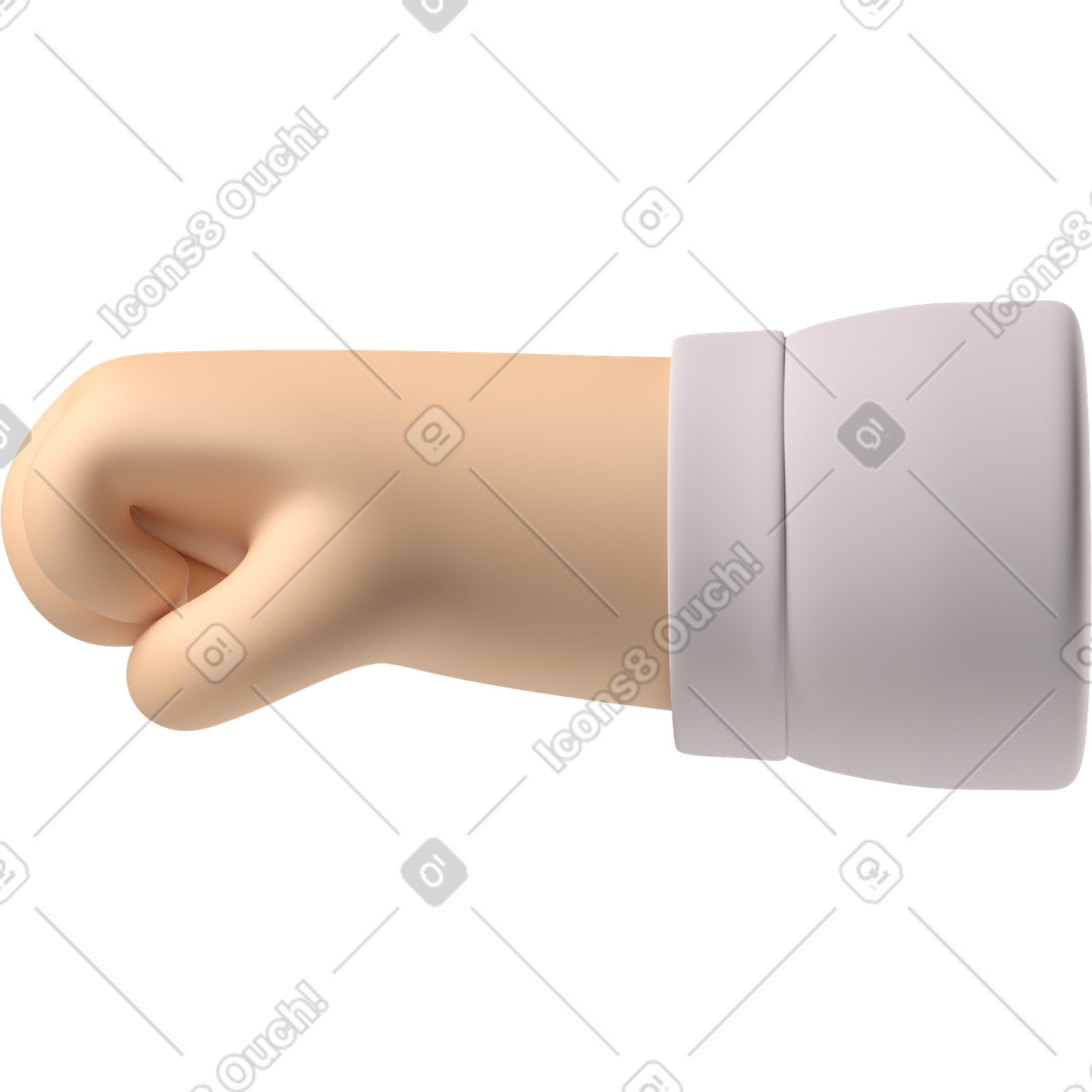 Ilustración Puño de una mano piel pálida mirando hacia la izquierda en estilo 3D Hands Fun&Wild a descargar en PNG y SVG