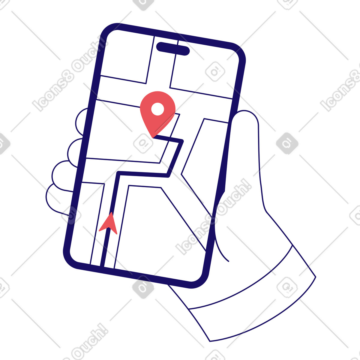 Illustration animée Route vers le point de contrôle ou la destination dans style Bendy à télécharger aux formats GIF, Lottie (JSON), AE
