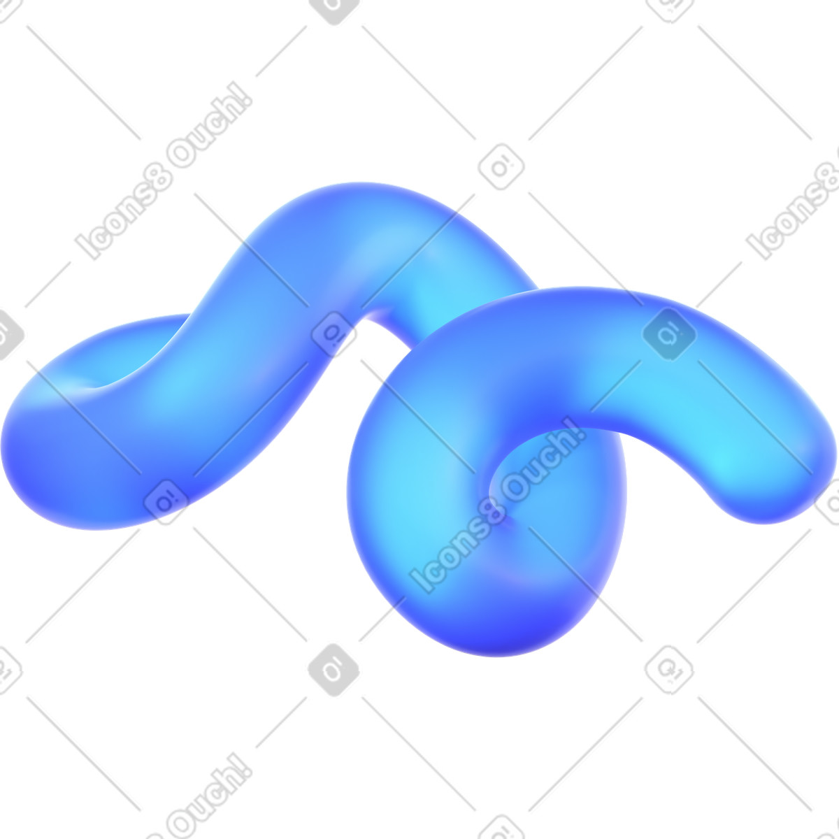 Twisted line illustration in 3D Glassy style download in PNG, SVG