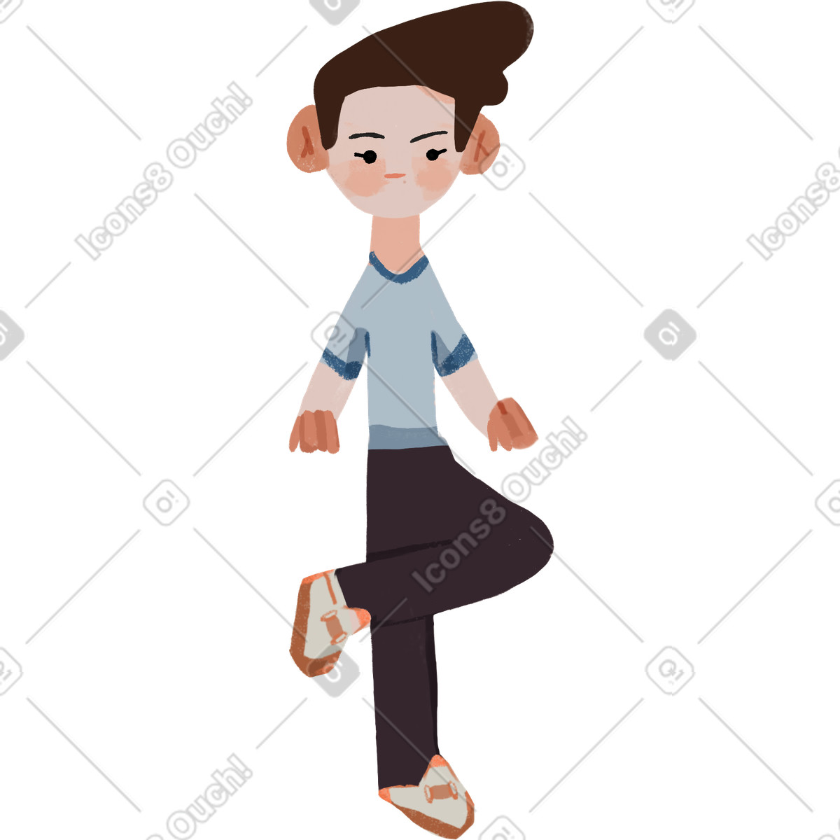 Illustration The boy sits cross legged dans le style Ikigai à télécharger aux formats PNG, SVG