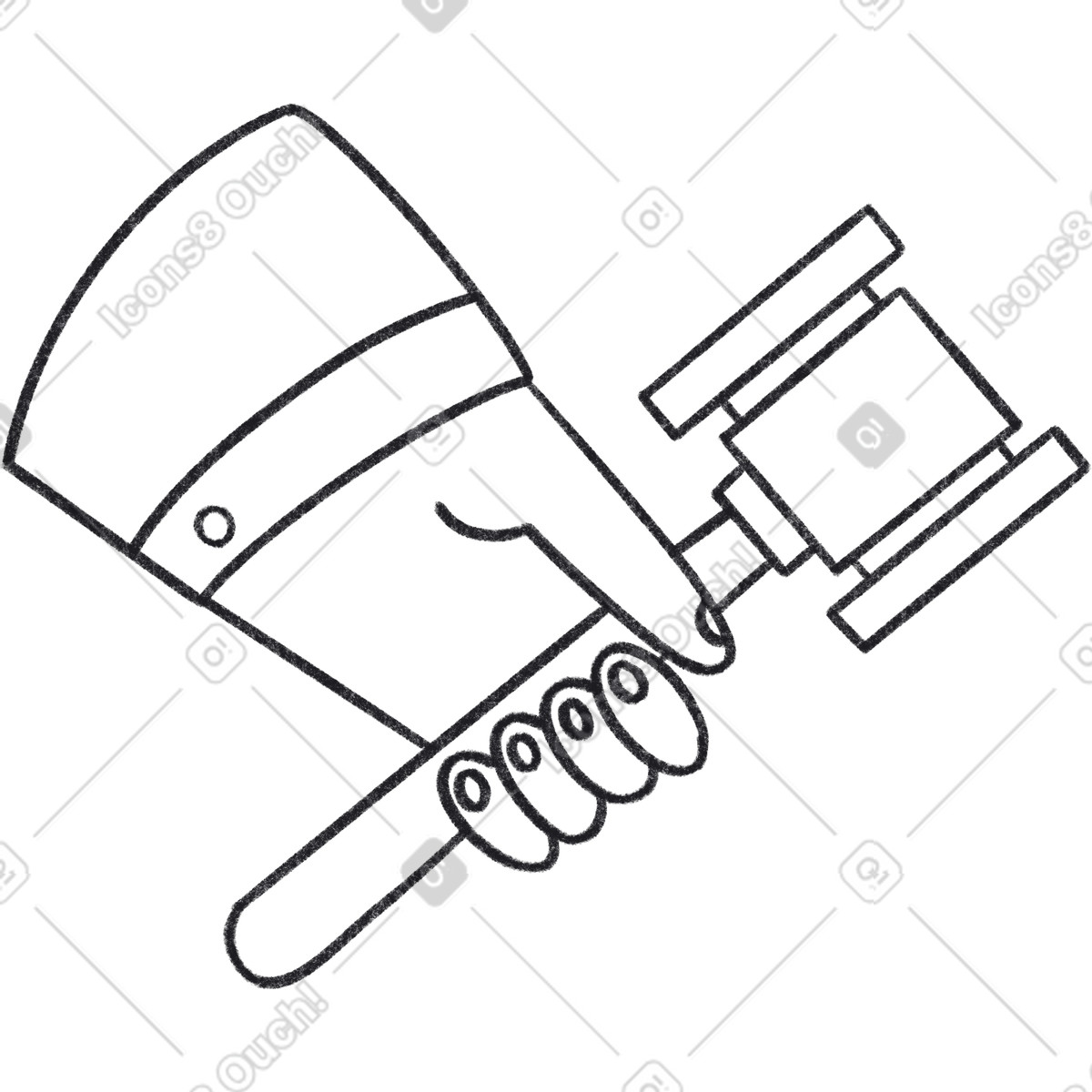 Hand holds the judge's gavel illustration in Bonbon Line style download in PNG, SVG