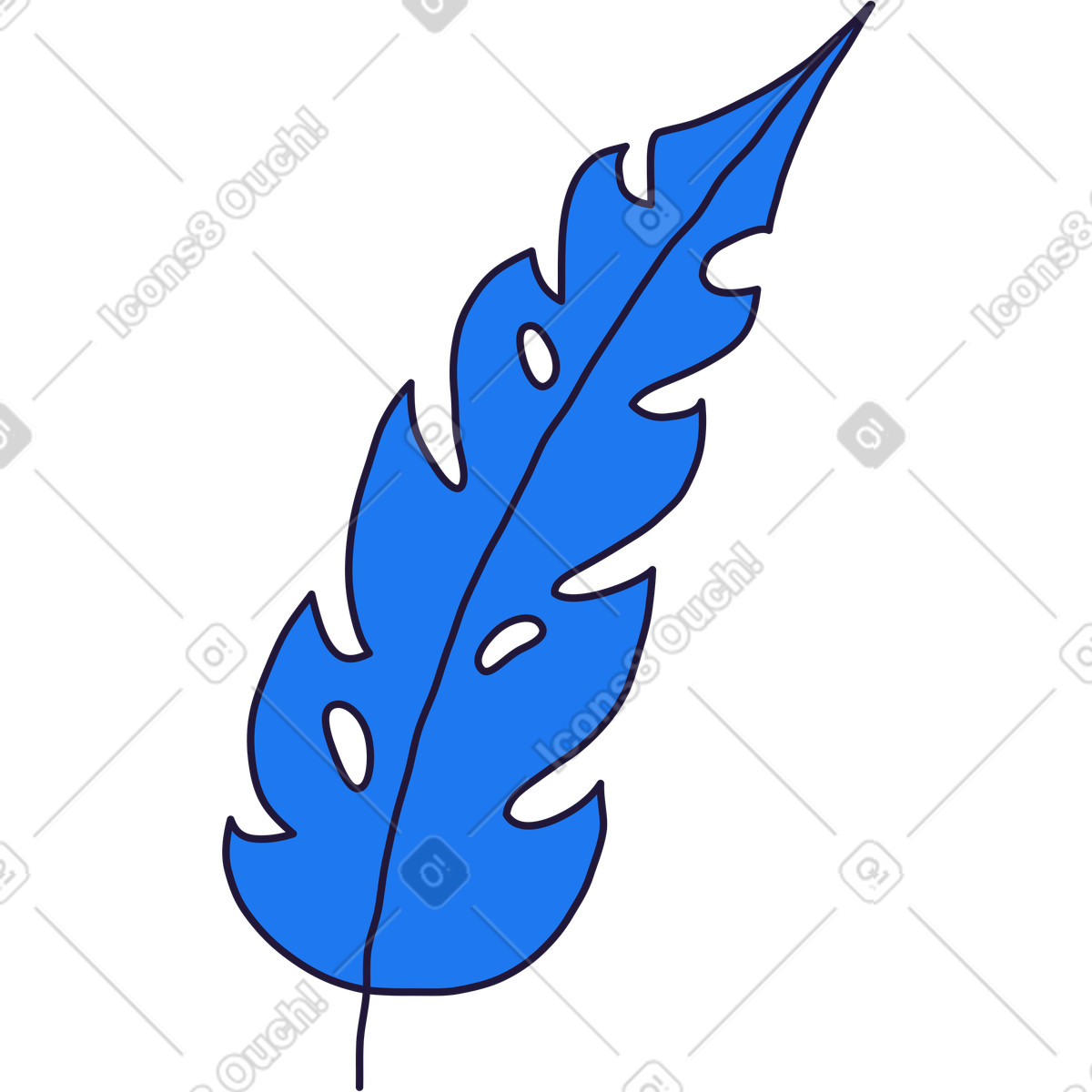 Illustration Long blue leaf dans le style Conifer à télécharger aux formats PNG, SVG