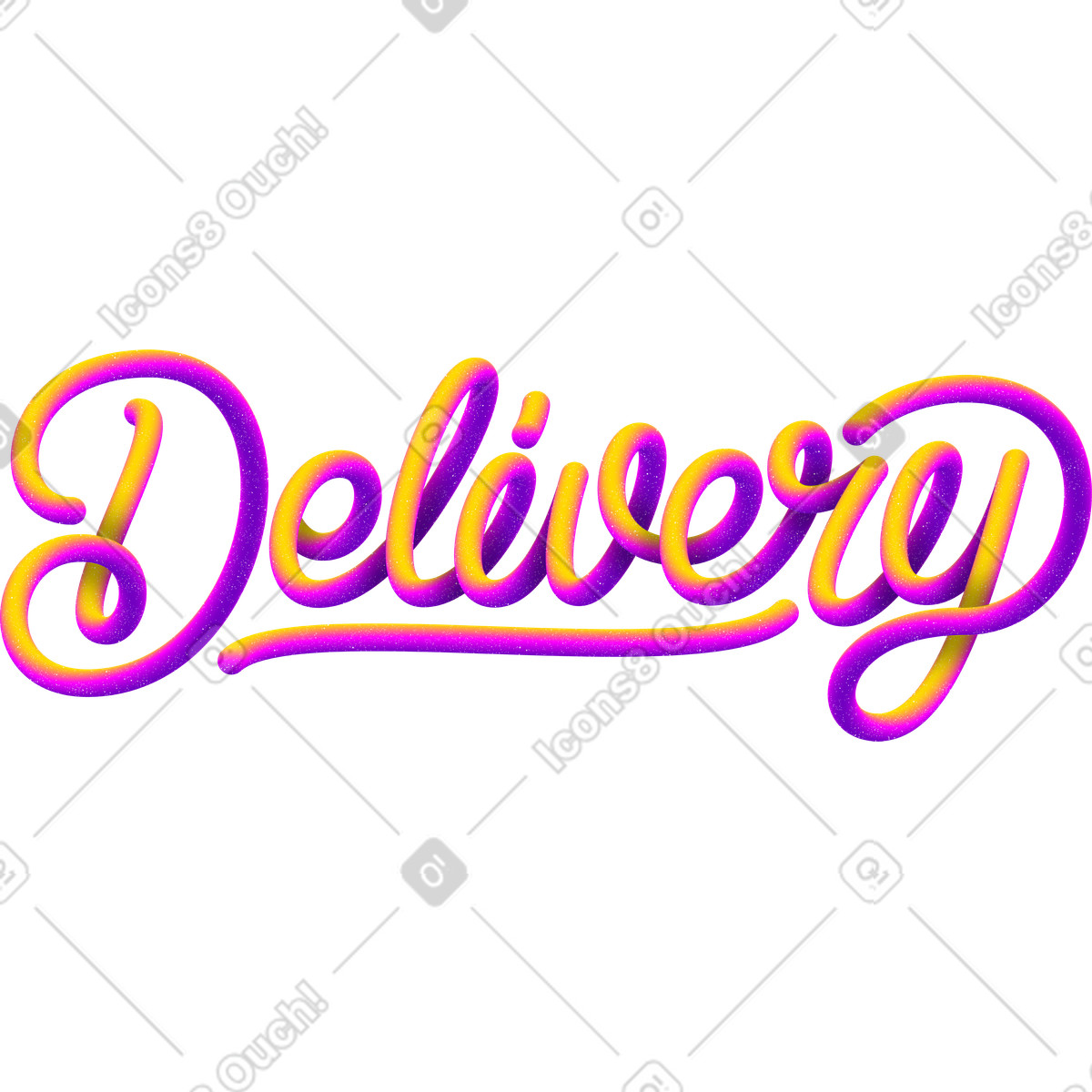Illustration Livraison de lettrage avec texte dégradé et effet 3d dans le style Lettering à télécharger aux formats PNG, SVG