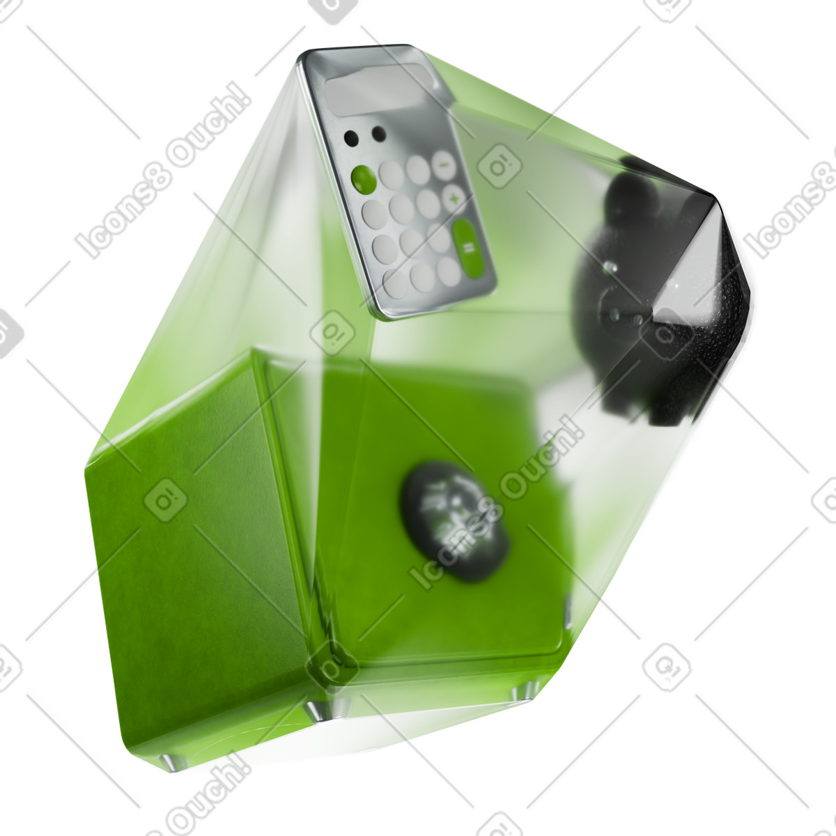 Safe with calculator and piggy bank wrapped in plastic, Financial security savings concept illustration Experimental style download PNG, SVG