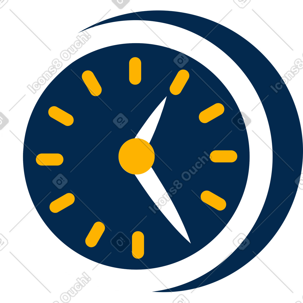 Clock illustration in Flame style download in PNG, SVG