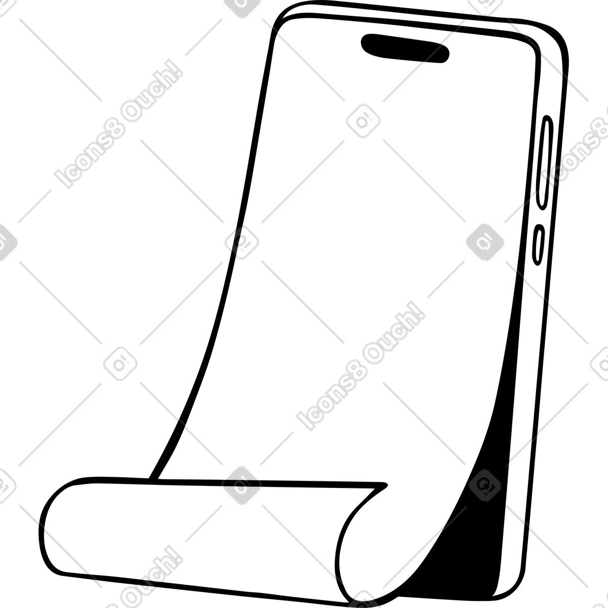 Phone with scroll illustration in Journal style download in PNG, SVG