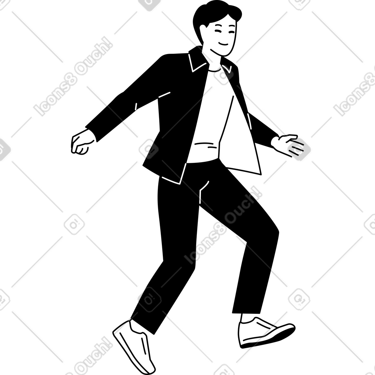 Ilustración Joven caminando en estilo Weekday a descargar en PNG y SVG