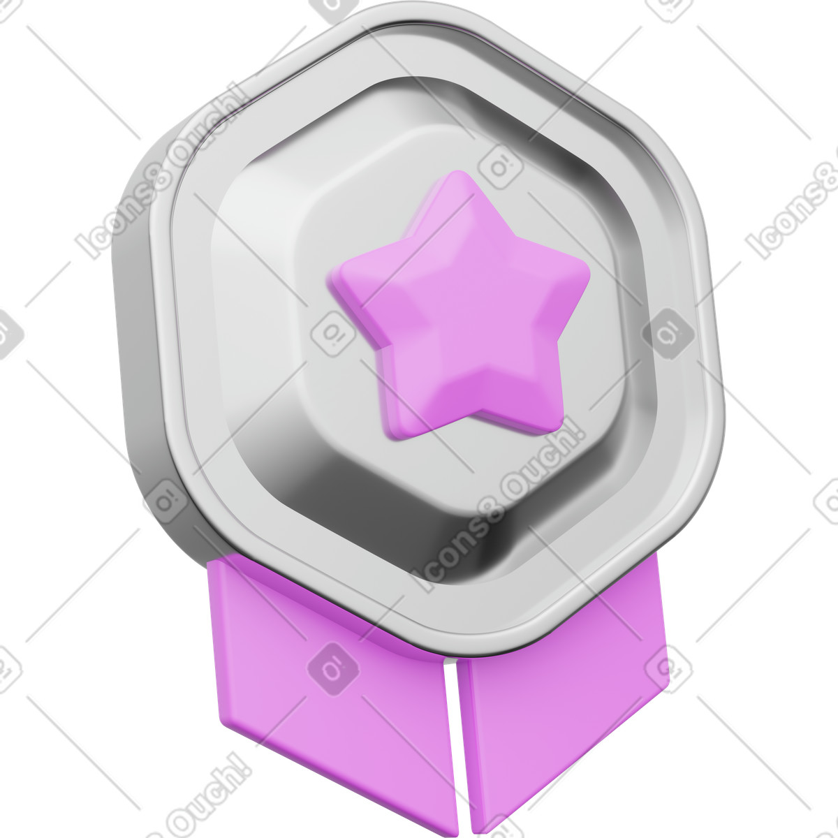 Premium rating tier star badge with ribbon illustration in 3D Playful style download in PNG, SVG