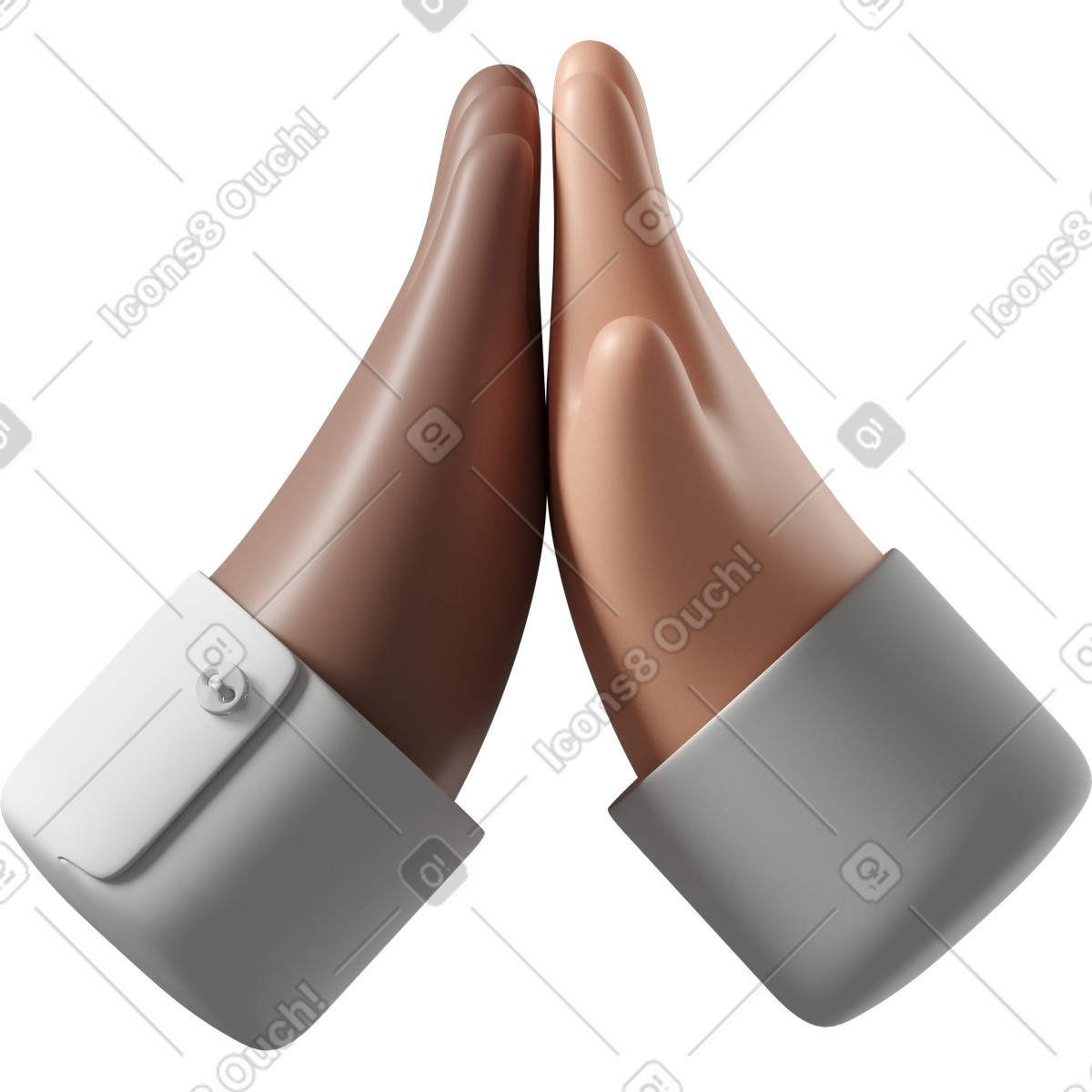 Illustration Main de peau brune donnant un high five à une blanche dans le style 3D Hands Fun&Wild télécharger aux formats PNG, SVG