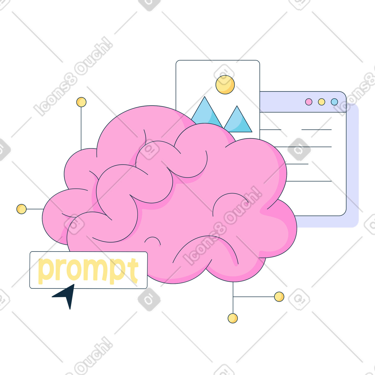 Intelligenza artificiale e immediata illustrazione in stile Bubble gum scarica in PNG, SVG