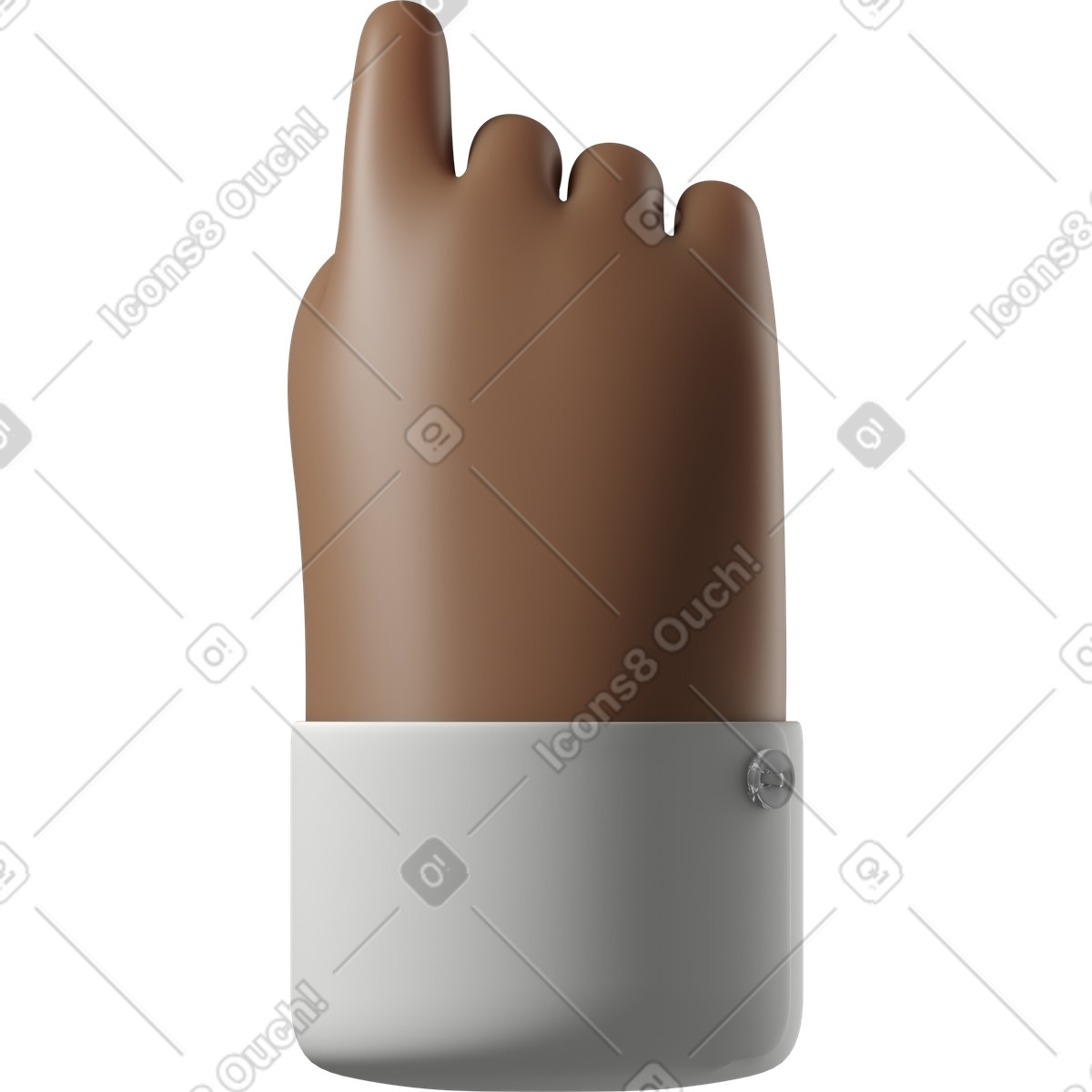 3D Hands Fun&Wild スタイルの Back view of dark brown skin hand pointing up のイラストをPNG、SVG形式でダウンロード