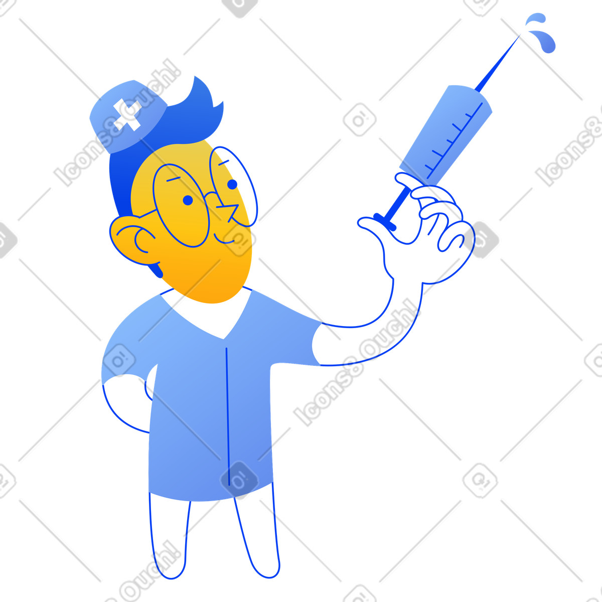 Ilustração de Enfermeira preparando uma seringa para injeção em no estilo Buddy baixar em PNG, SVG