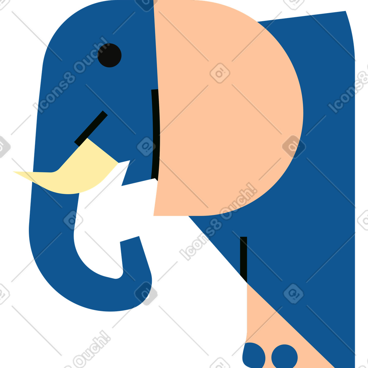 Elefant-Illustration im Polar-Stil als Download in PNG, SVG
