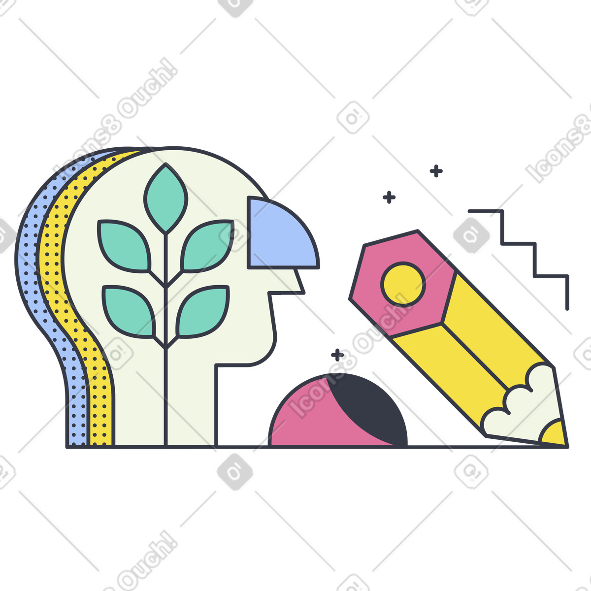 Ilustración Crecimiento y desarrollo personal en estilo Abstract a descargar en PNG SVG