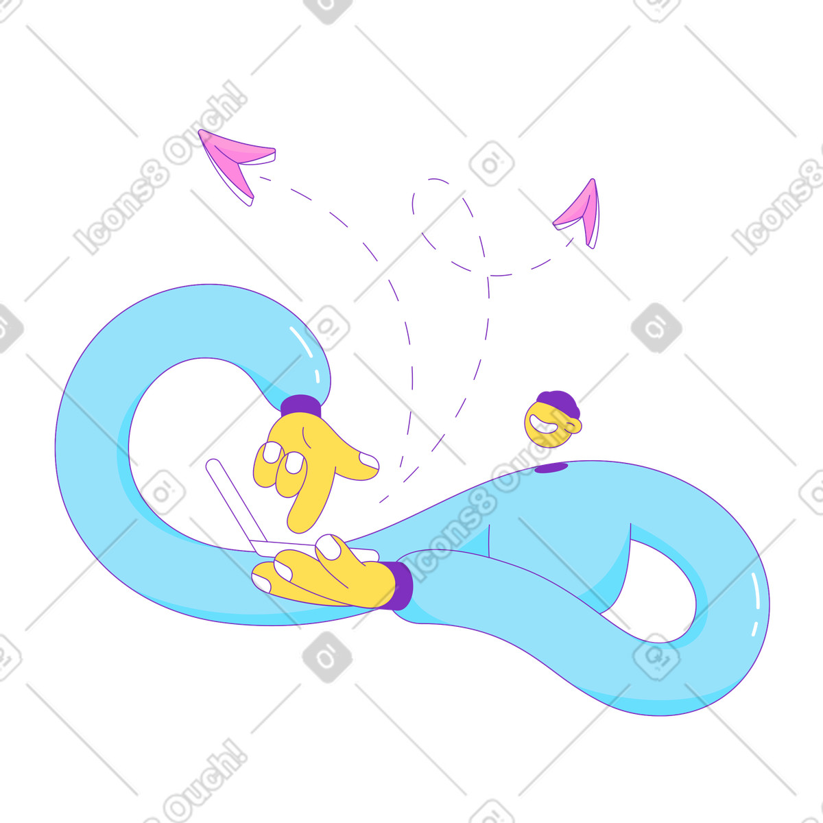 Illustration Guy envoie des messages dans le style Elastic à télécharger aux formats PNG, SVG