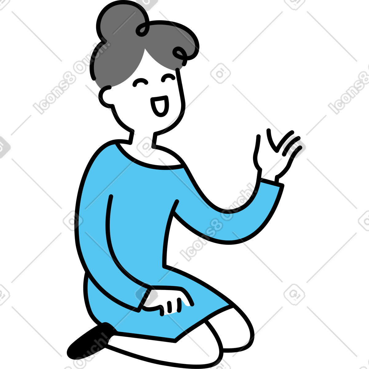 下载 Mochi 风格的 坐着的年轻女子 插画，支持 PNG、SVG 格式