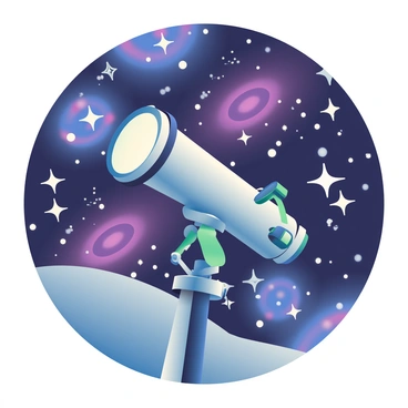 A large space telescope with a shiny silver body and intricate mechanisms is floating in the foreground. It is pointed towards a vibrant display of stars in various sizes and colors scattered across the dark backdrop. The sky is filled with clusters of twinkling white stars, along with swirling galaxies and nebulas in shades of blue, purple, and pink. The telescope's lens is glowing faintly, indicating that it is actively capturing images of distant celestial bodies. The vastness of space surrounds it, adding to the sense of exploration and discovery.