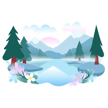 A serene sunrise over a mountain lake, reflecting tranquility and stability in nature.