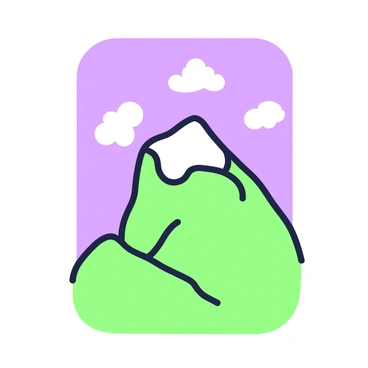 A minimalist nature documentary poster featuring a "single mountain peak" prominently displayed in the center. The peak has a rugged texture with a snow cap at the top. Above the mountain, there is a "clear blue sky" that occupies the upper portion of the poster, showcasing a few "white clouds" scattered throughout. The overall composition is simple, allowing the mountain to be the focal point, while the sky adds depth and dimension to the scene.