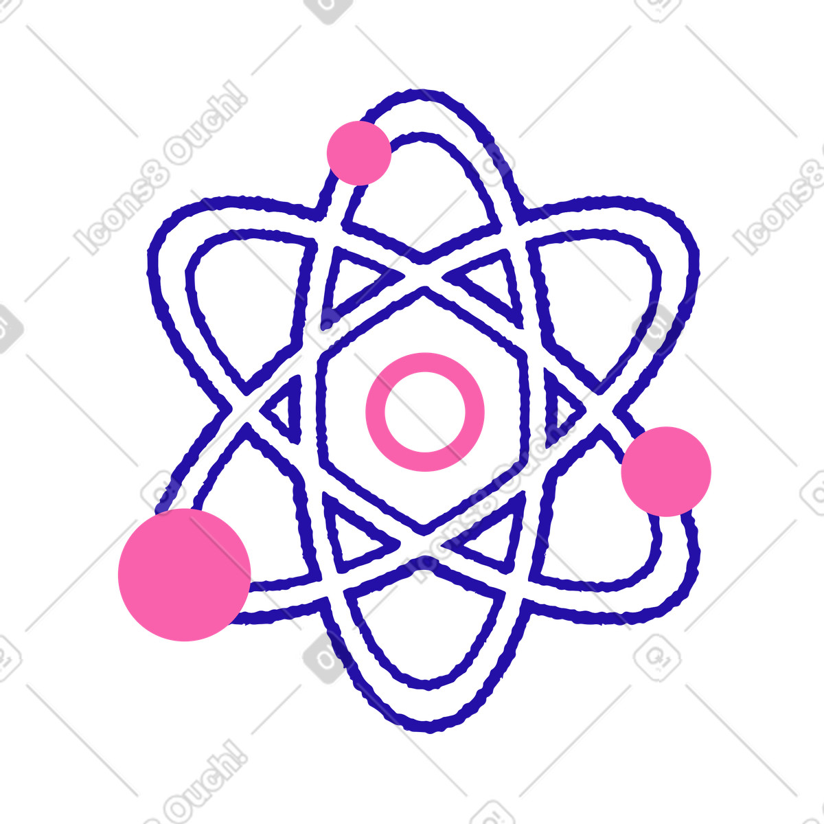 Ilustración Símbolo del átomo en estilo Whimsy a descargar en PNG y SVG