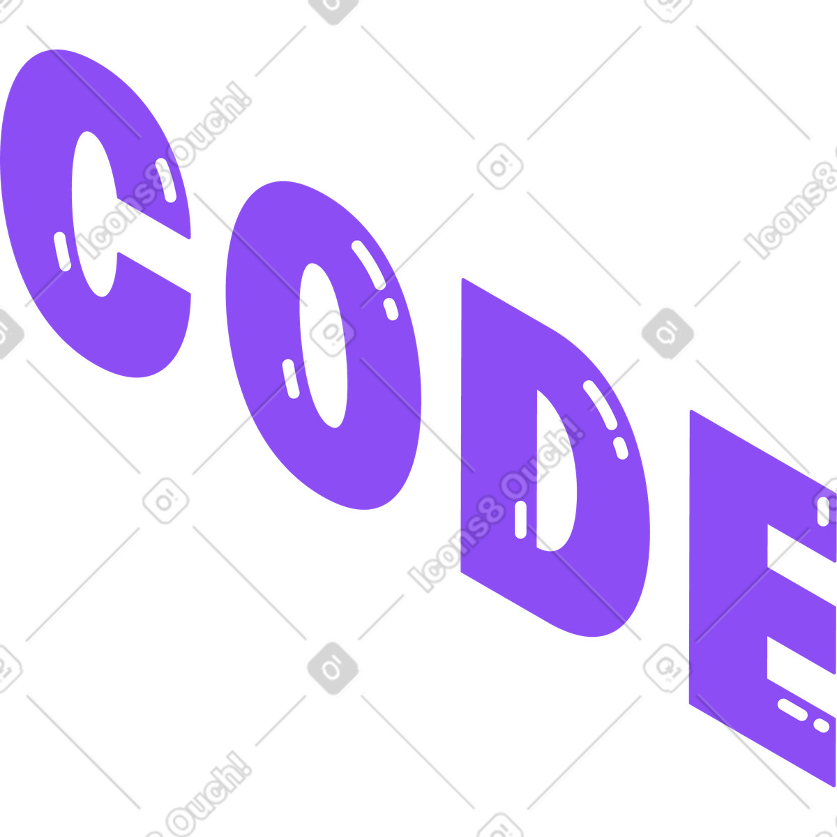 Lettering code text illustration in Holographic style download in PNG, SVG
