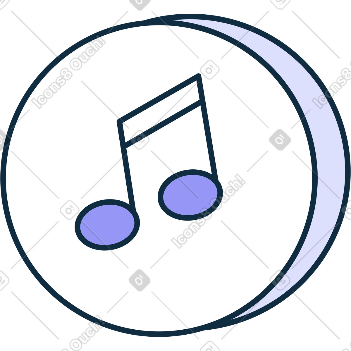 Ilustración Botón de nota musical en estilo Bubble gum a descargar en PNG y SVG
