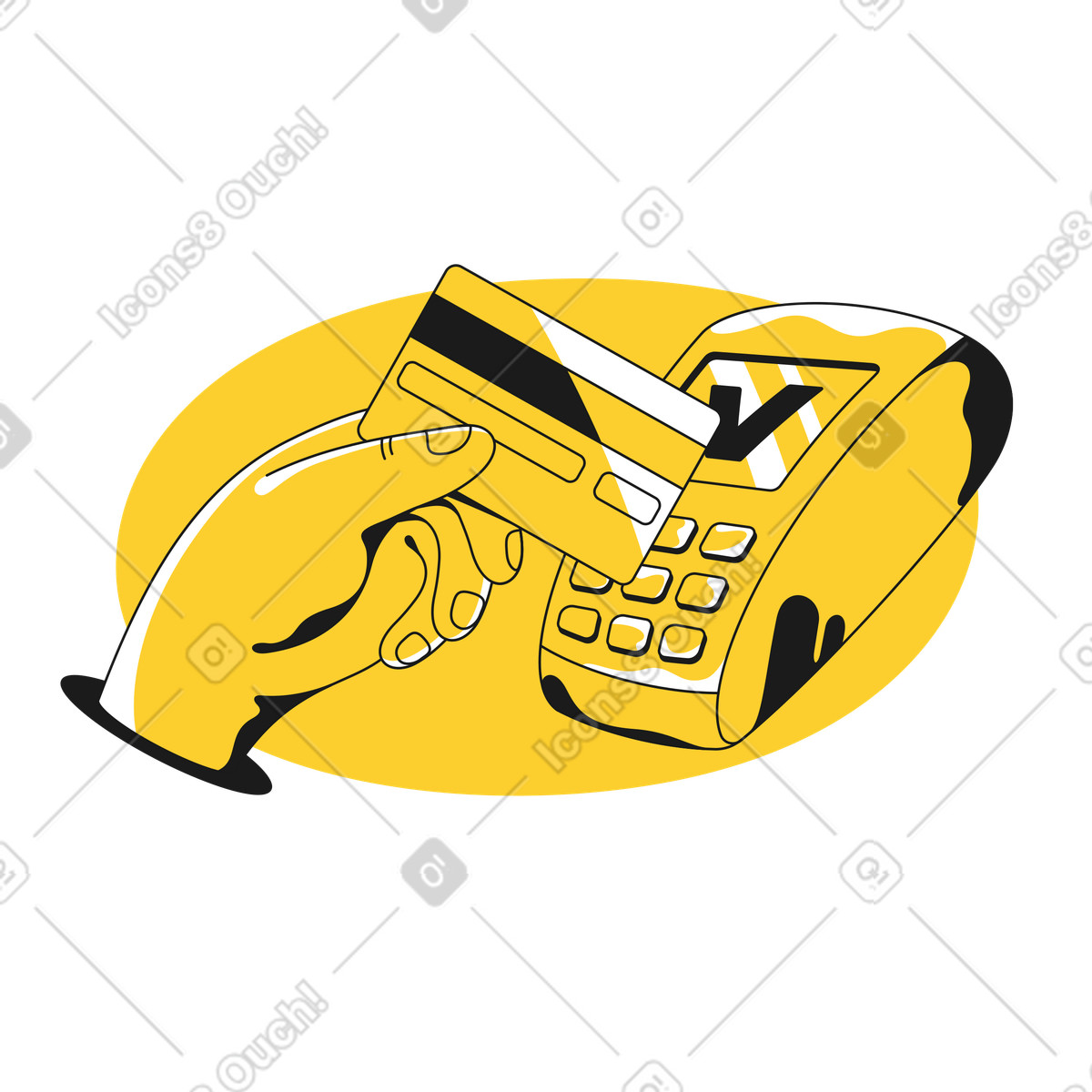 Wireless payment with terminal illustration in Taxi style download in PNG, SVG