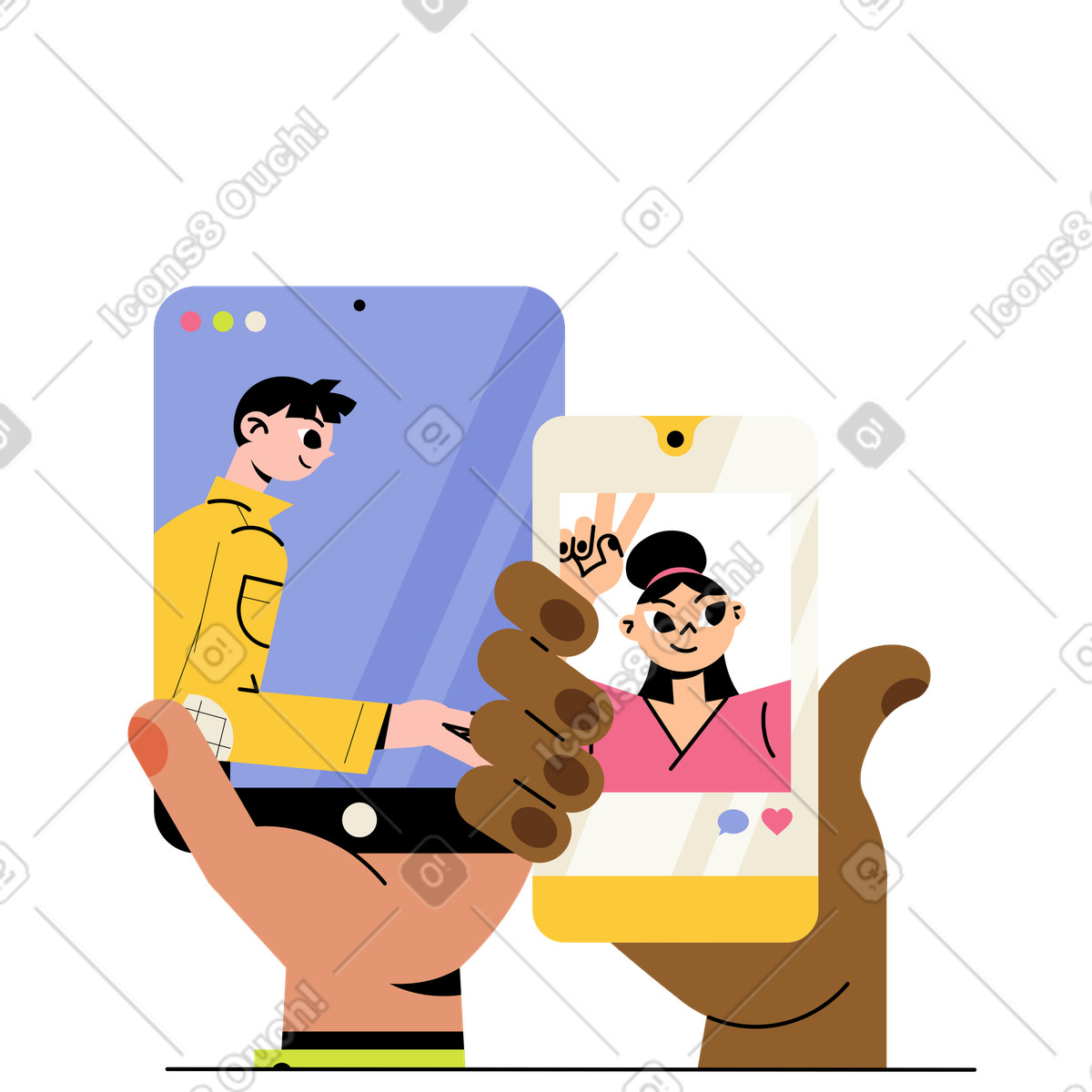 Mani con gadget illustrazione in stile Juicy scarica in PNG, SVG