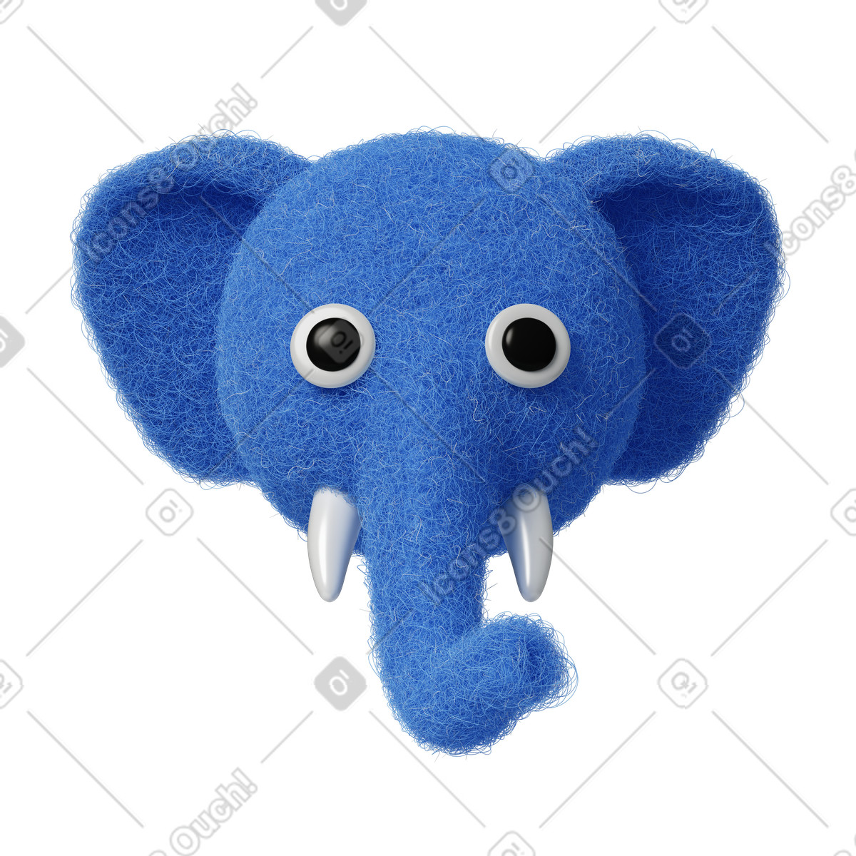 Ilustración Cute elephant icon en estilo Fuzzy a descargar en PNG y SVG