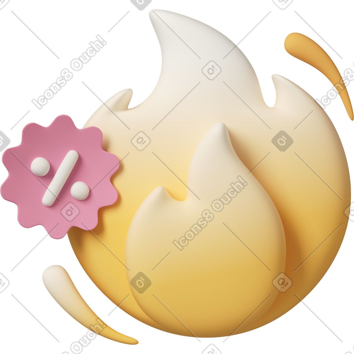 Ilustração de Fire icon and percent sign em no estilo 3D Casual life para baixar em PNG, SVG