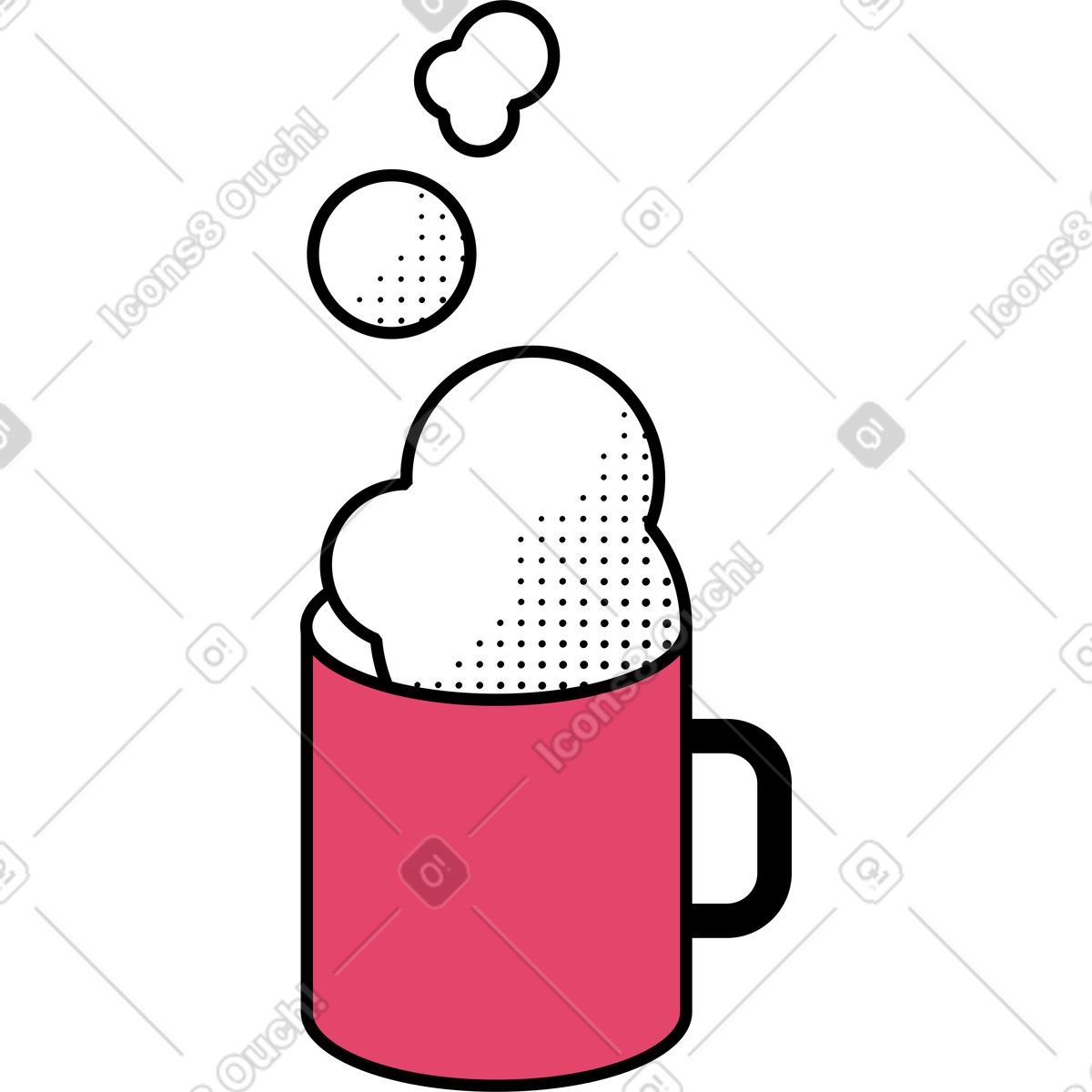 Memphis スタイルの Glass with hot drink のイラストをPNG、SVG形式でダウンロード
