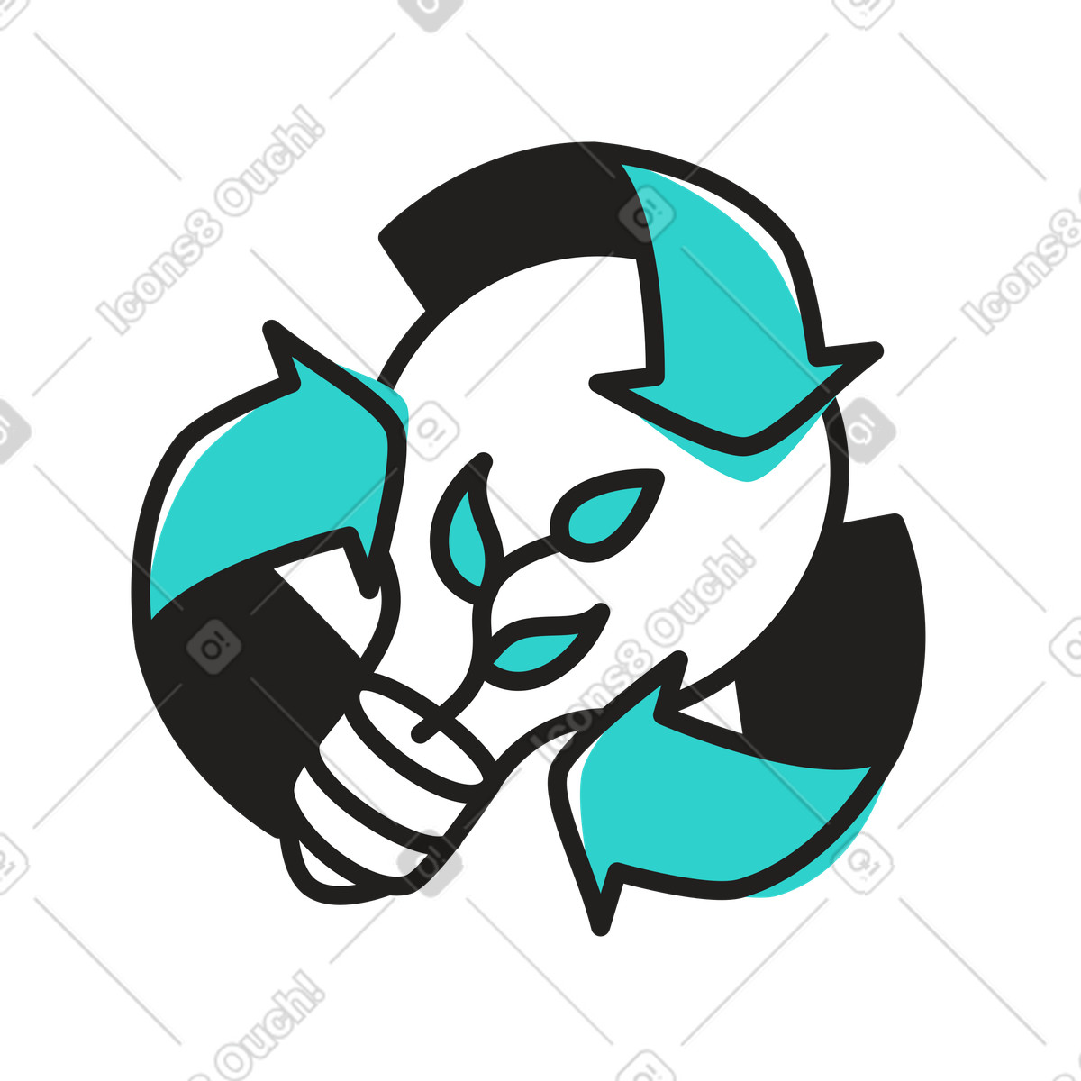 친환경 전구를 사용한 그린 테크놀로지 illustration in Little style download in PNG, SVG