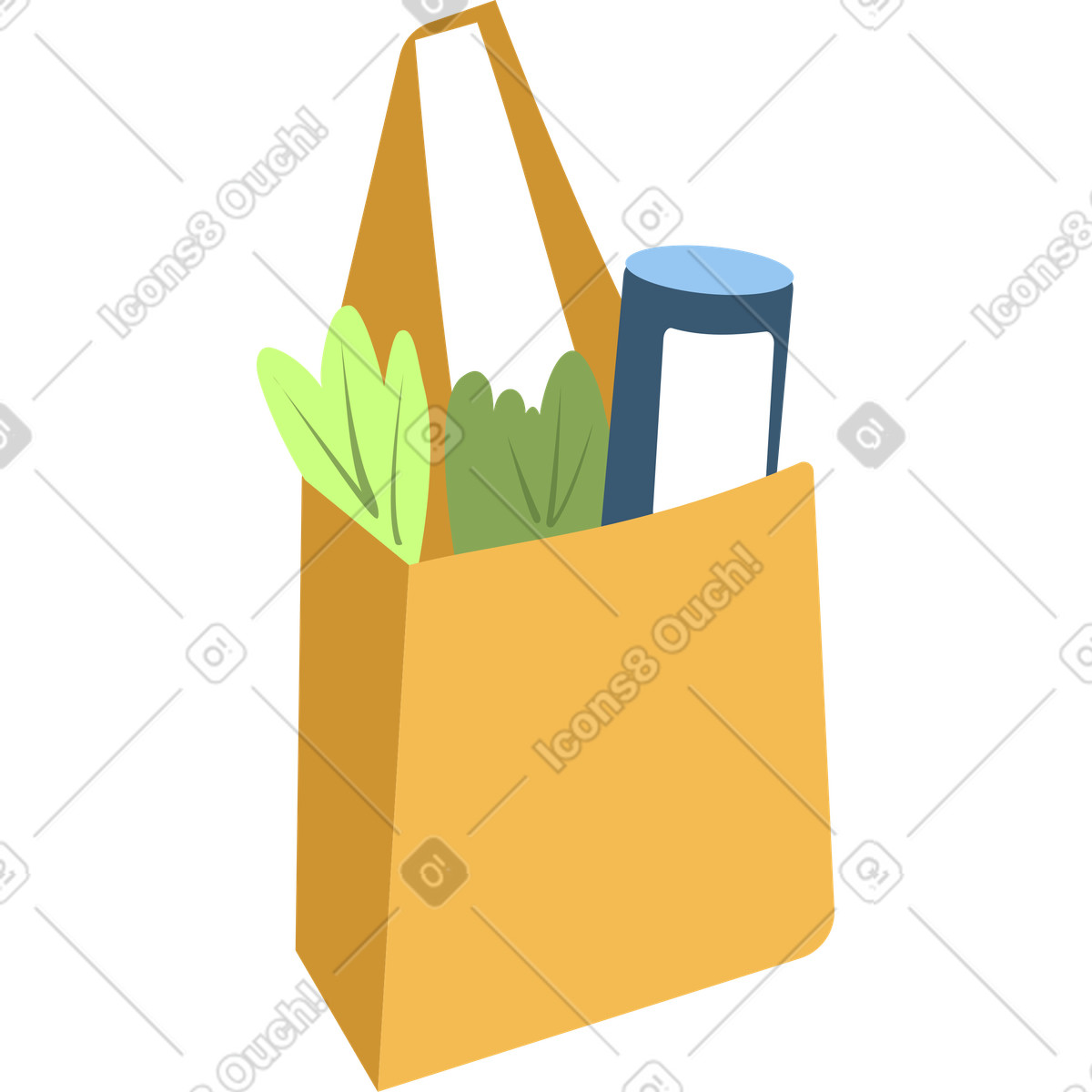 Paper bag with groceries illustrazione in stile Lagom scarica in PNG, SVG