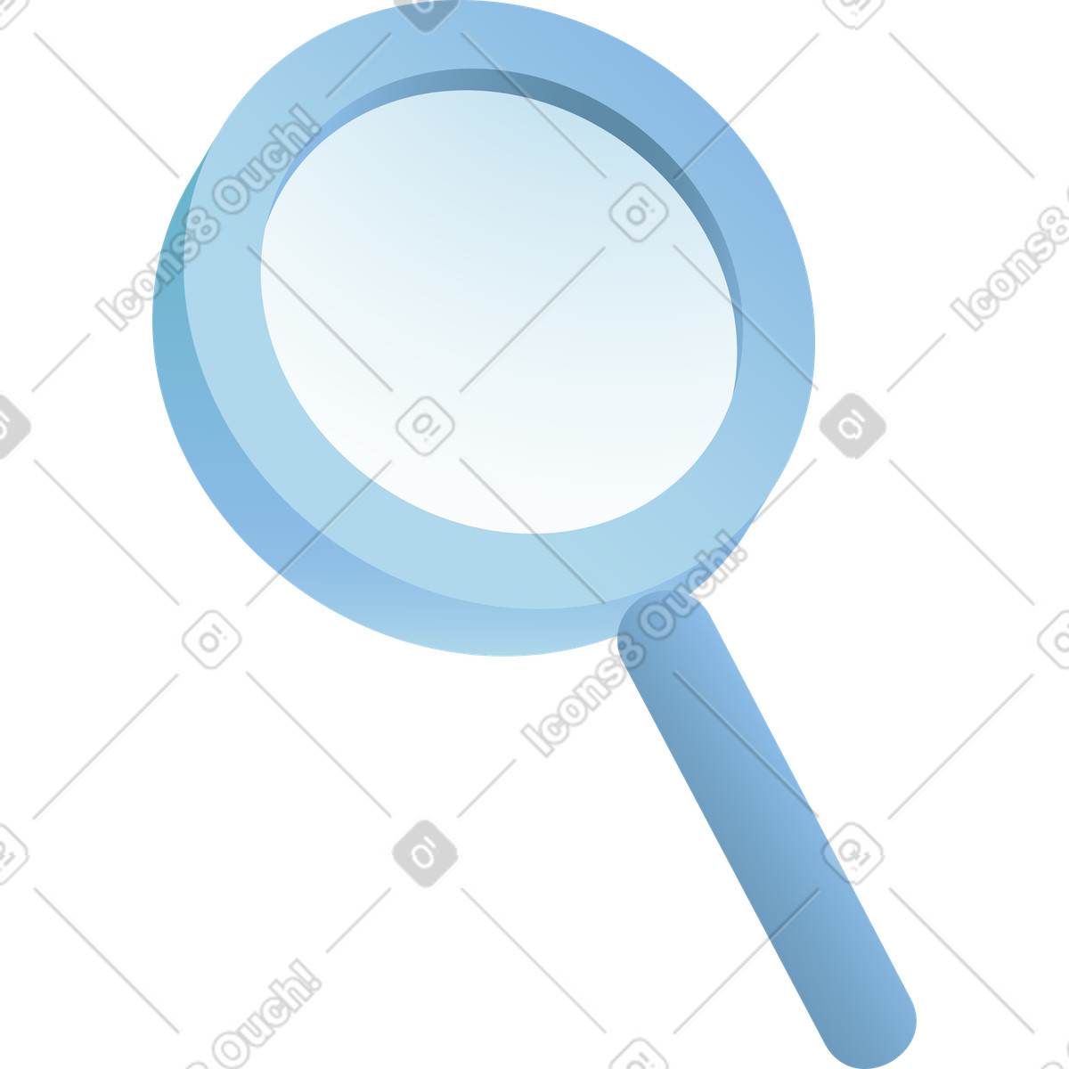 Blue magnifying glass illustration in Airy style download in PNG, SVG