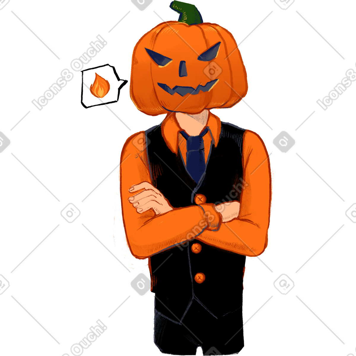Ilustración Hombre con cabeza de calabaza en estilo Experimental a descargar en PNG y SVG