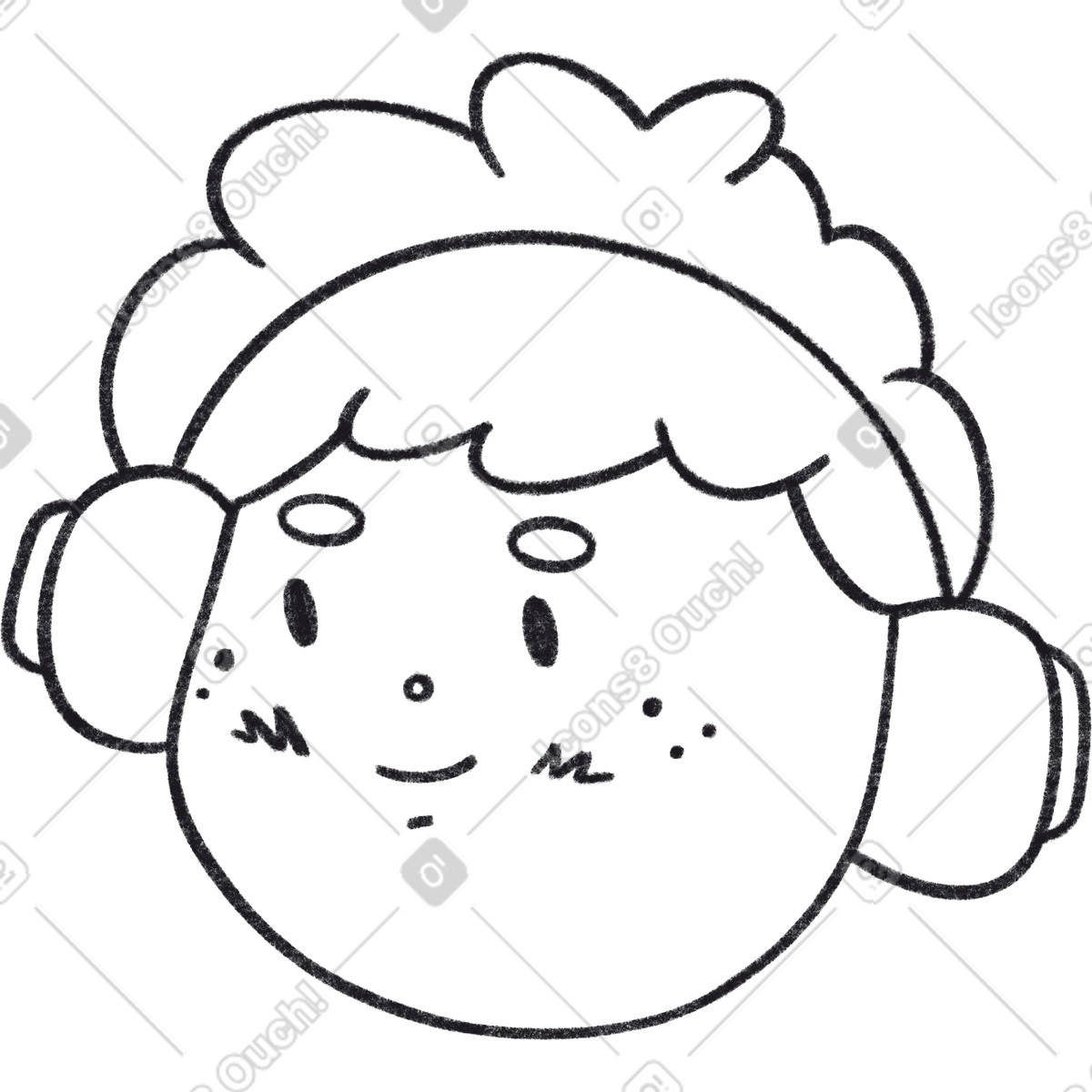 下载 Bonbon Line 风格的 Young boy with headphones 插画，支持 PNG、SVG 格式