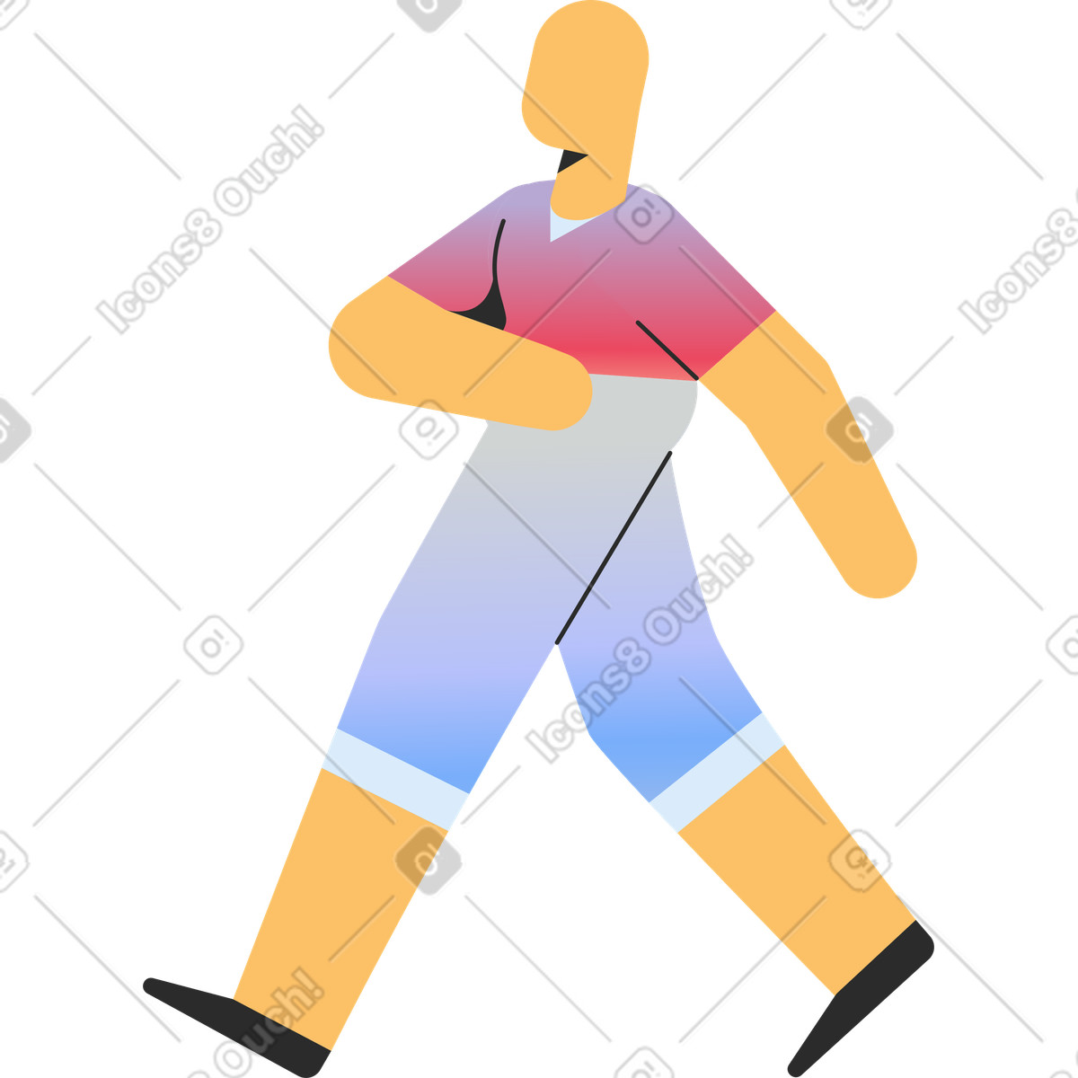 Marginalia スタイルの ショートパンツで歩いている人 のイラストをPNG、SVG形式でダウンロード