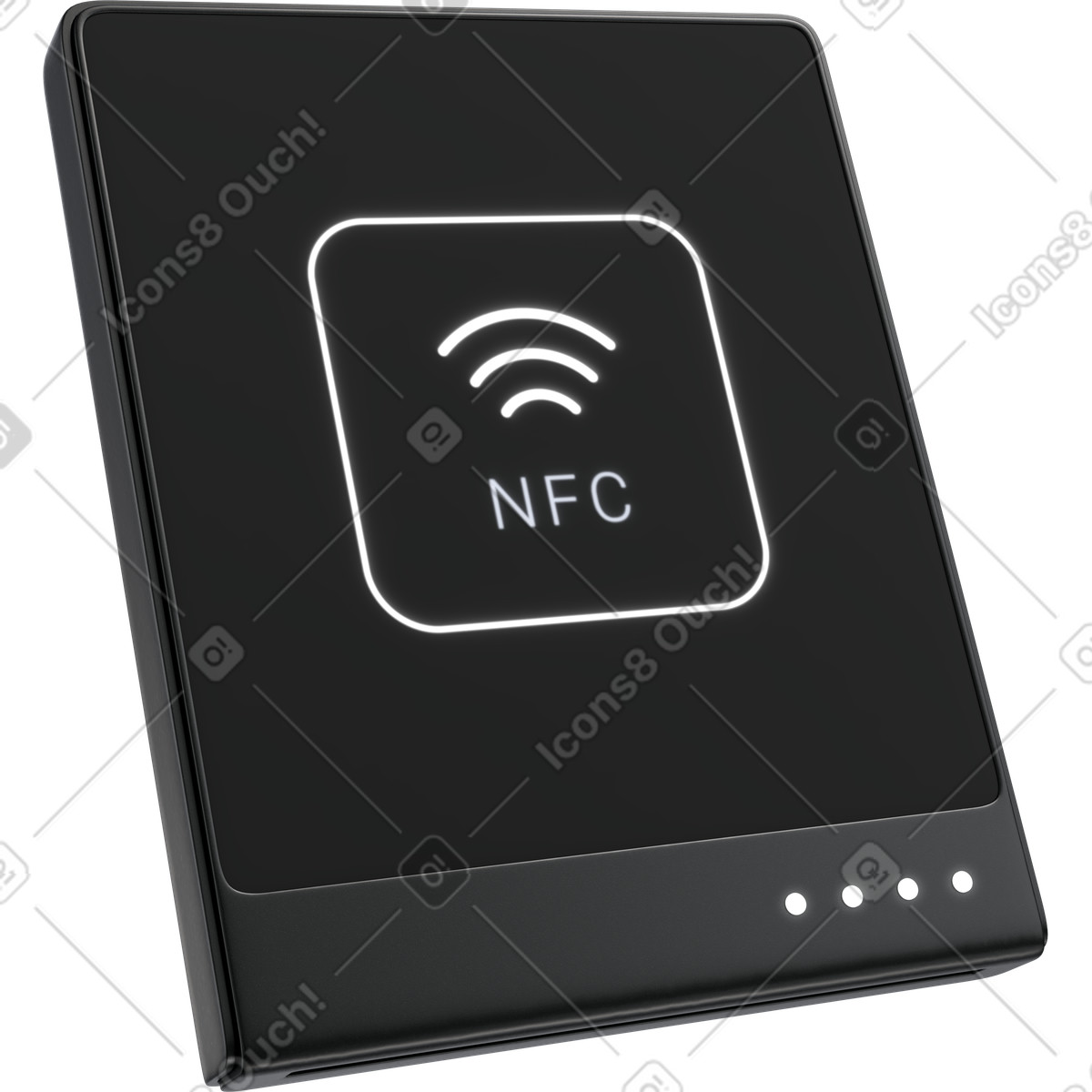 Ilustración NFC payment device, Contactless technology reader, Wireless transaction terminal en estilo 3D Pro a descargar en PNG y SVG
