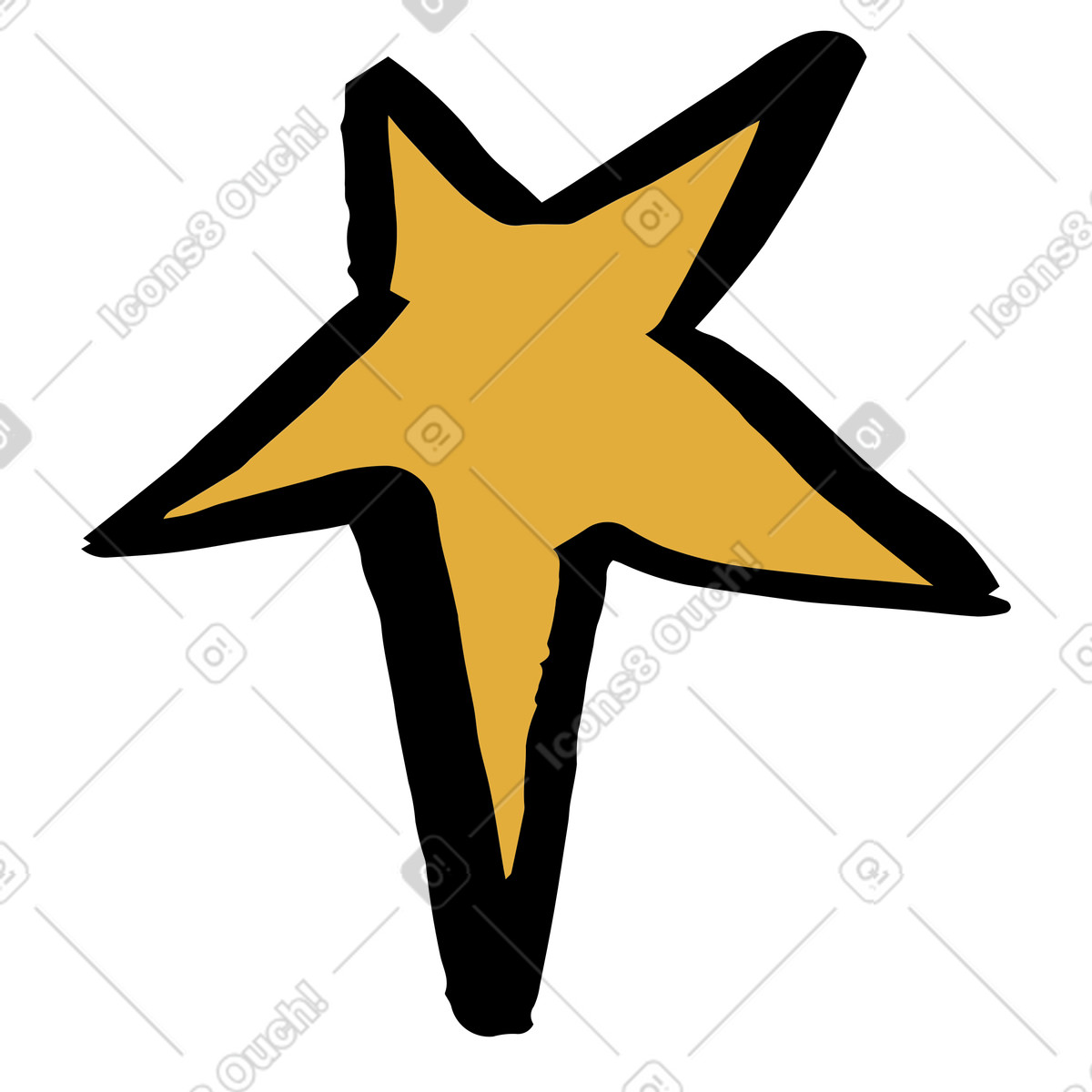Stella gialla illustrazione in stile Scandi scarica in PNG, SVG