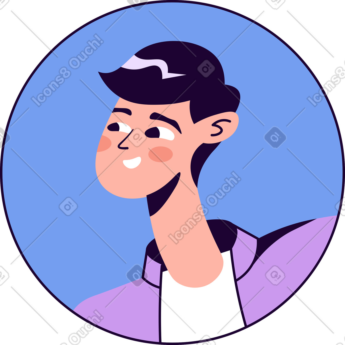 Das gesicht des mannes im kreis animierte Illustration Martina-Stil als Download in GIF, Lottie (JSON), AE
