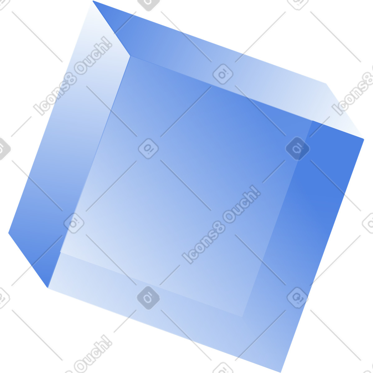 Small cube in projection illustration in PNG, SVG
