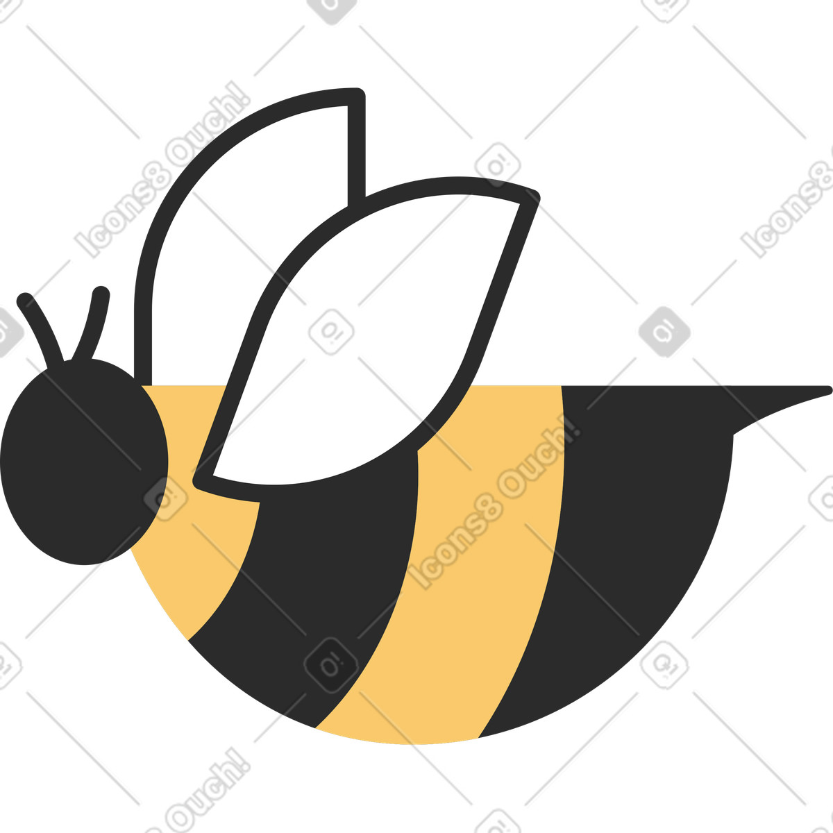 Flying bee clipart illustration in flat vector graphic style