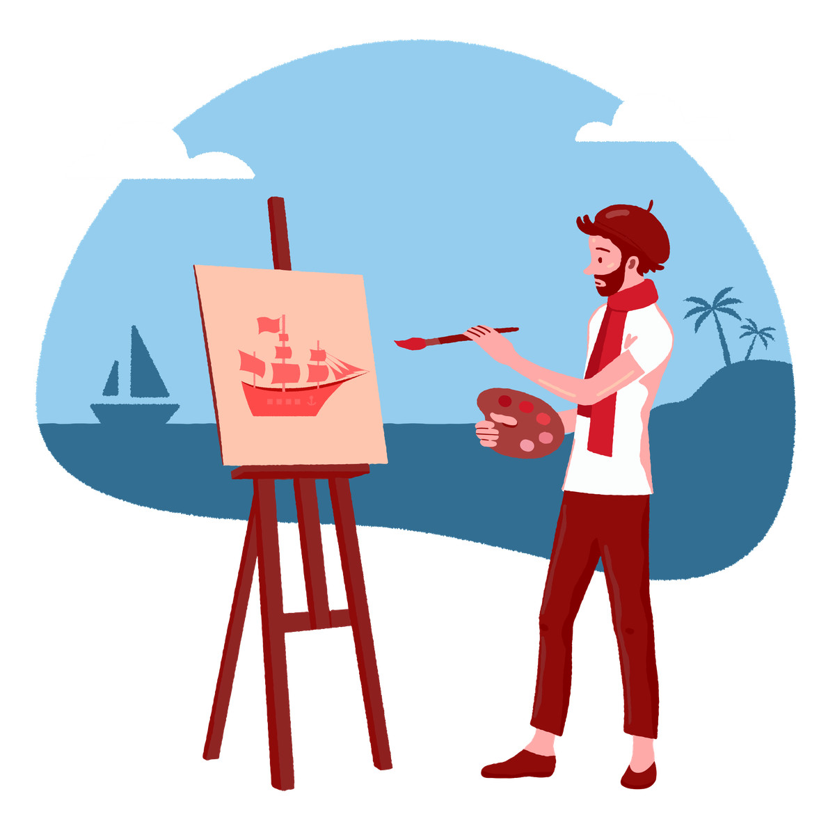 Drawing near the sea-Illustration im Cherry-Stil als Download in PNG, SVG